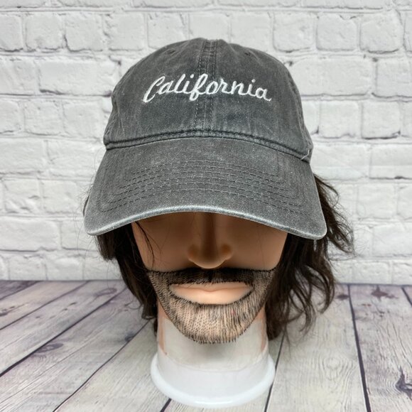 Dad Hat Cap Gray Strap Back California Embroidered Cursive Brandy Melville 1SIZE - Picture 1 of 8